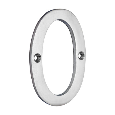 81mm Door Numeral 0 | Satin Chrome House Number Modern Brass 3.2 Inch