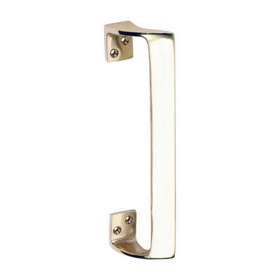 228 mm Oval Grip Pull Handle – Polished Brass – Solid Brass Door Pull, Offset Cranked Style, Pack of 1