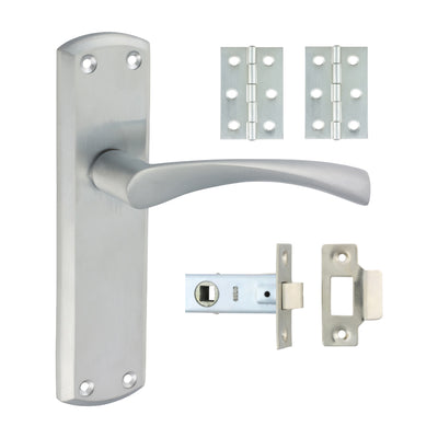 64mm Latch 76mm Hinge Zeta Latch Door Pack | Satin Chrome Finish