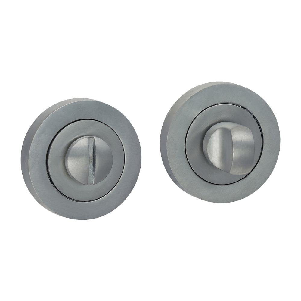 51mm Bathroom Thumb Turn And Release | Contemporary Internal WC Door Lock | Screw On Rose