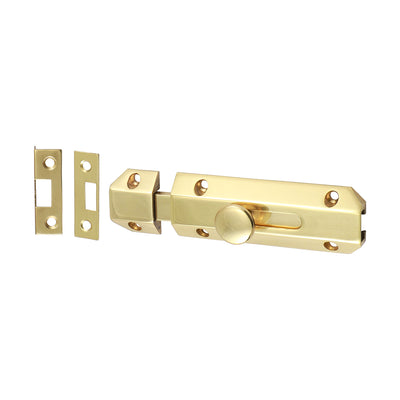 Architectural Flat Section Bolt 200mm Polished Brass – Designer Flush & Recessed Door Security Bolt for French Doors (PACK OF 1)