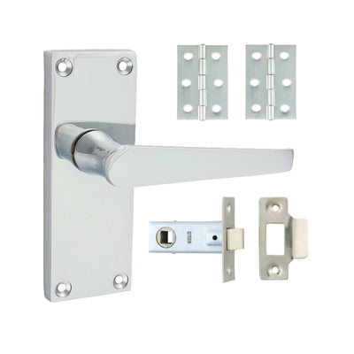 64mm Latch 76mm Hinge Victorian Straight Latch Door Pack | Polished Chrome Finish