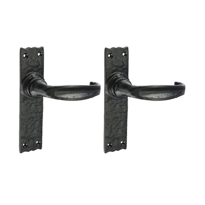 155x37mm Antique Black Narrow Style Lever Latch Handles | Slim Backplate Internal Door
