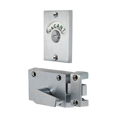 66mm Satin Chrome Indicator Bolt – Vacant/Engaged Toilet & Cubicle Door Lock with Coin Release (PACK OF 1)