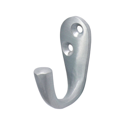 44 x 18mm Satin Chrome Single Robe Hook – Wall & Door Mounted Coat, Towel & Hat Hook for Bathroom, Bedroom & Office (PACK OF 1)