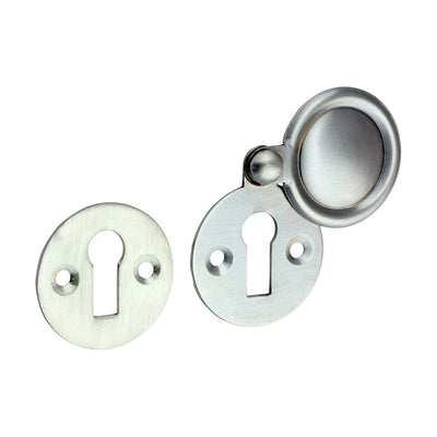 32mm Pair of Escutcheons | Satin Chrome Traditional Pattern Keyhole Cover Door Lock Rose