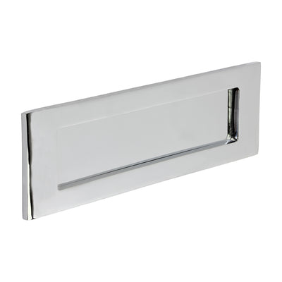 250x74mm Victorian Letter Plate | Polished Chrome External Mail Slot Front Door Brass