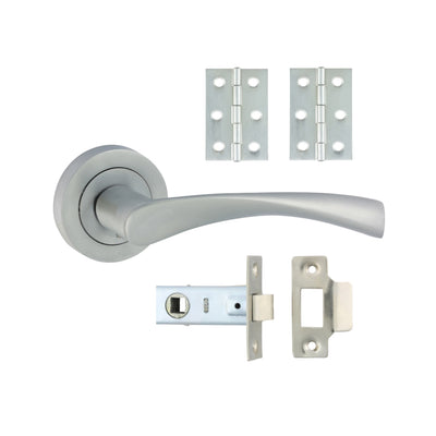 64mm Latch 76mm Hinge Edleston Lever On Rose Door Pack | Satin Chrome Finish