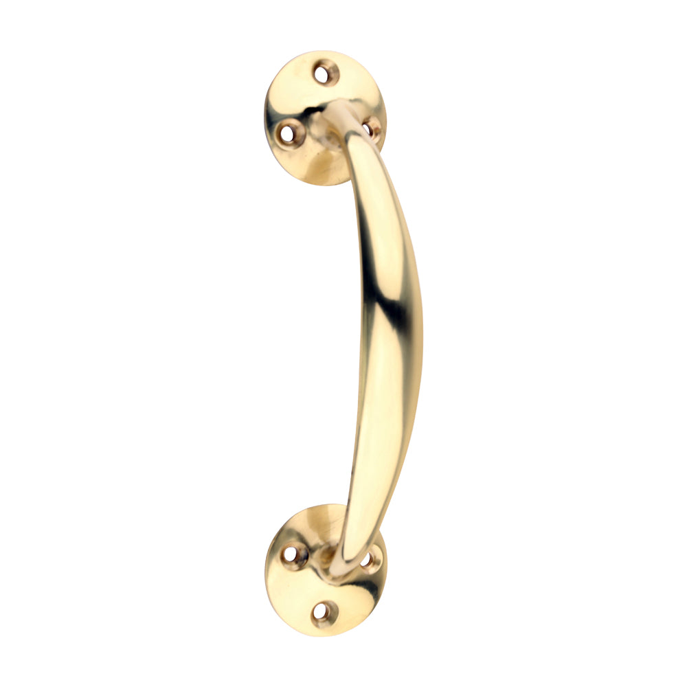 152 mm Bow Handle – Polished Brass Door Pull, Solid Brass Curved Grip for Cabinets & Interior Doors, Pack of 1