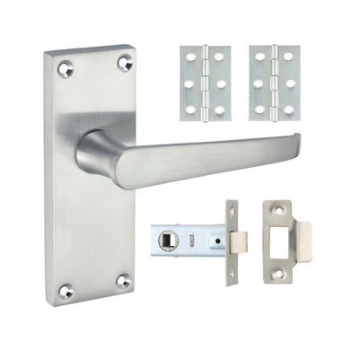 64mm Latch 76mm Hinge Victorian Straight Latch Door Pack | Satin Chrome Finish