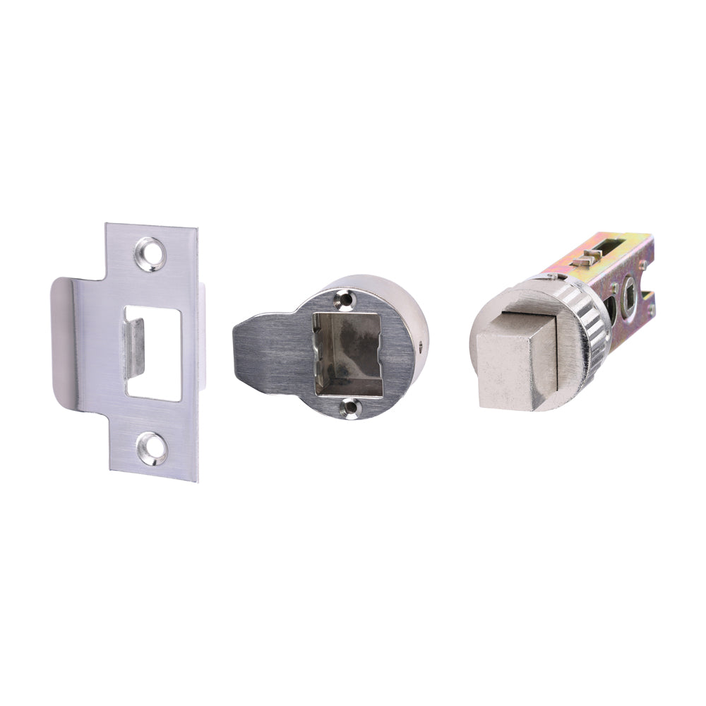 Quick Fit Round Deadbolt - Nickel Finish | Push-to-Fit Door Lock