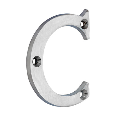 65mm Door Letter C | Satin Chrome Address Letter Modern Brass 2.5 Inch