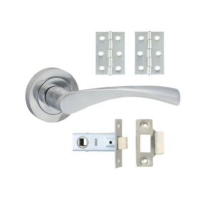 64mm Latch 76mm Hinge Edleston Lever On Rose Door Pack | Polished Chrome Finish