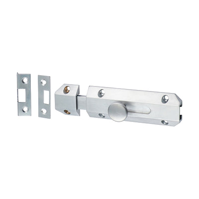 Architectural Flat Section Bolt 200mm Satin Chrome – Designer Door Security Bolt for Flush & Recessed Doors (PACK OF 1)