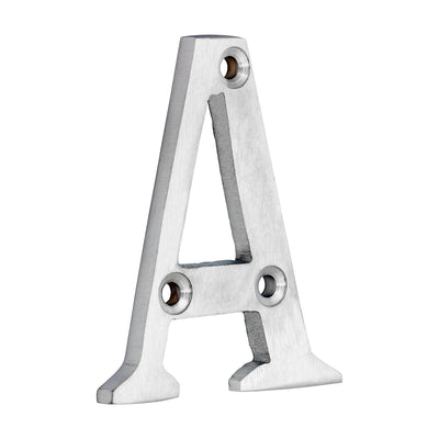 60mm Door Letter A | Satin Chrome Address Letter Modern Brass 2.4 Inch