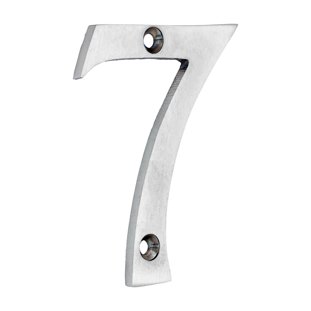 75 mm Door Numeral 7 – Satin Chrome House Number Digit for Front Door, Gate or Mailbox