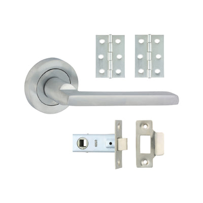 64mm Latch 76mm Hinge Radmore Lever On Rose Door Pack | Satin Chrome Finish