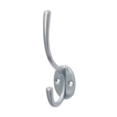 125 x 32mm Satin Chrome Hat & Coat Hook – Zinc Wall & Door Mounted Hanger with Fixings (PACK OF 1)