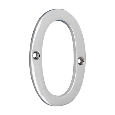 81mm Door Numeral 0 | Polished Chrome House Number Solid Brass 3.2 Inch