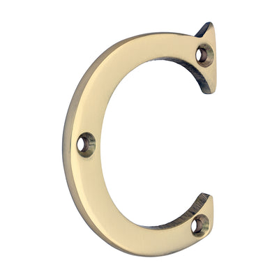 65mm Door Letter C | Polished Brass Address Letter Solid Brass 2.5 Inch
