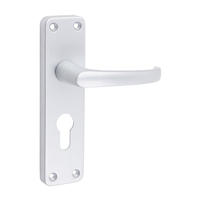 155mm x 40mm Contractors Euro Profile Lever Lock Handles | Satin Anodised Aluminium Door Set