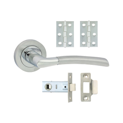 64mm Latch 76mm Hinge Shavington Lever On Rose Door Pack | Polished & Satin Chrome