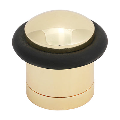41mm Polished Brass Floor-Mounted Cylinder Door Stop with Concealed Fixings & Rubber Buffer (PACK OF 1)