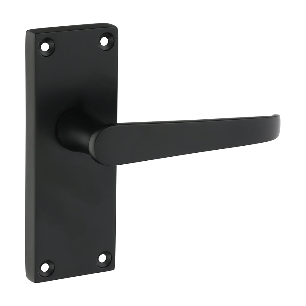 Victorian Straight Bathroom Handles | Matt Black Lever Lock Set | Internal WC Doors