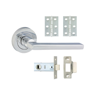 64mm Latch 76mm Hinge Radmore Lever On Rose Door Pack | Polished Chrome Finish