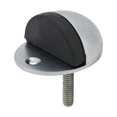 47mm Satin Chrome Oval Floor-Mounted Door Stop with Rubber Buffer & Fixings (PACK OF 1)