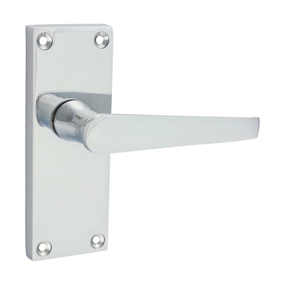Victorian Straight Handles | Polished Chrome Lever Lock Set | Internal WC Doors