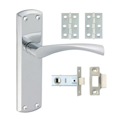 64mm Latch 76mm Hinge Zeta Latch Door Pack | Polished Chrome Finish