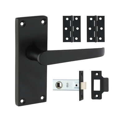 64mm Latch 76mm Hinge Victorian Straight Latch Door Pack | Matt Black Finish