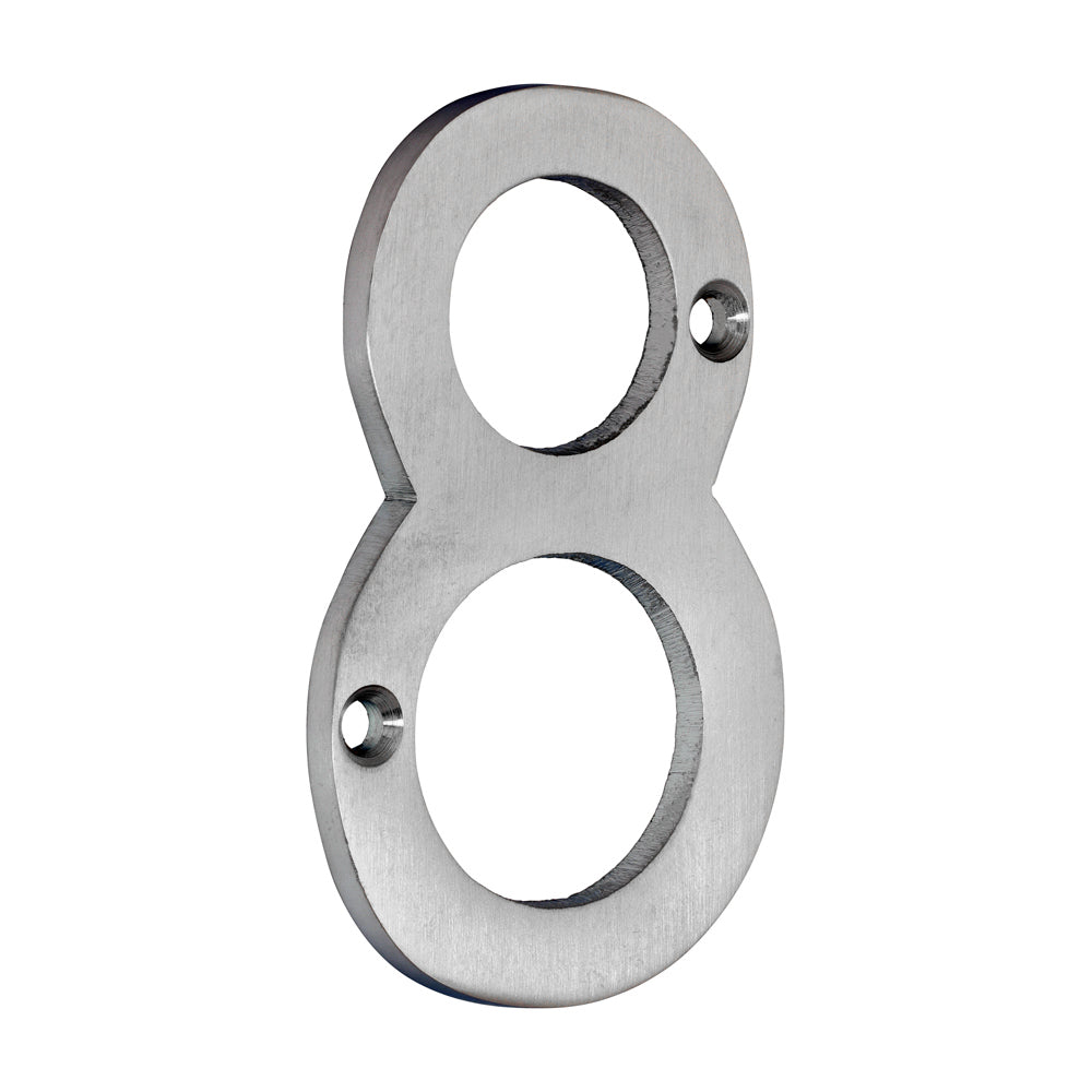 75 mm Door Numeral 8 – Satin Chrome House Number Digit for Front Door, Gate or Mailbox