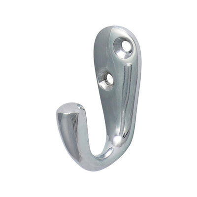 44 x 18mm Polished Chrome Single Robe Hook – Wall & Door Mounted Coat, Towel & Hat Hook for Bathroom, Bedroom & Office (PACK OF 1)