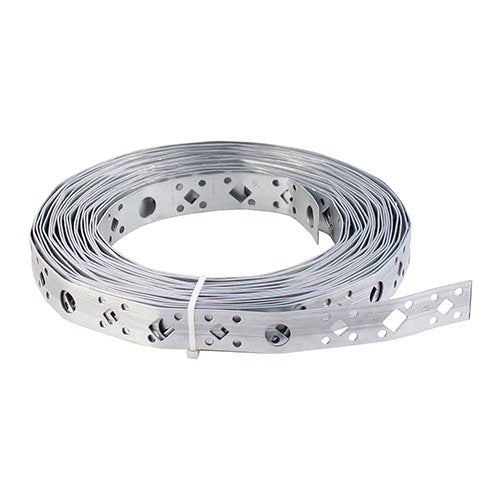 20mm x 10m Stainless Steel Fixing Band – Perforated Metal Strip for Pipework, Cable Support & Repairs - Pack of 1 (2010FBS)