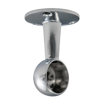 25mm Polished Chrome End Brackets for Round Tube – Wardrobe & Towel Rail Supports with Fixings (PPACK OF 2)