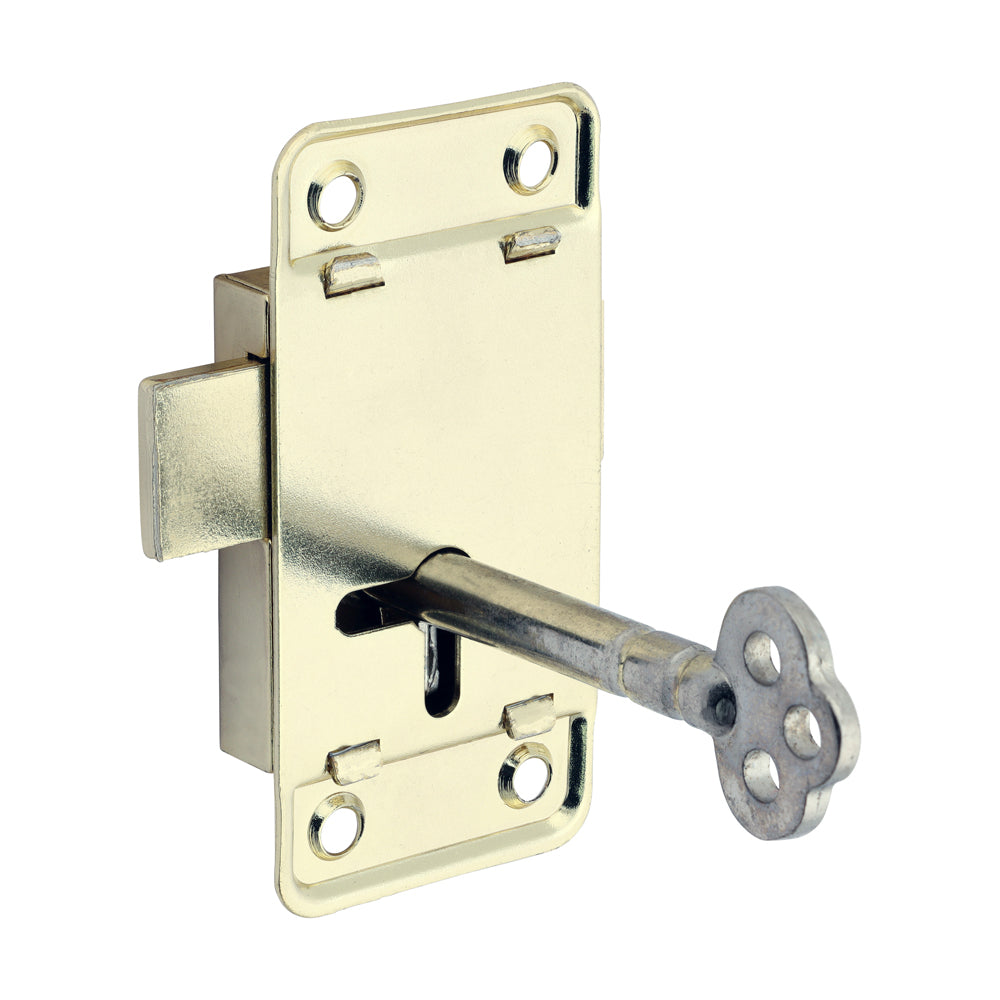 64 x 32mm (2.5 x 1.25") Small Cupboard Lock Electro Brass Steel Cabinet Lock with 2 Keys, 16mm Backset Secure Wardrobe & Drawer Lock for 30mm Doors