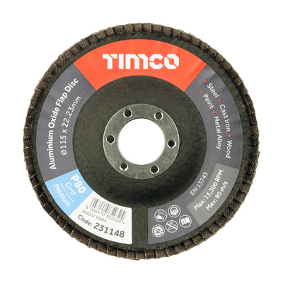 115 x 22.23 Flap Discs Set – Type 29 Conical Aluminium Oxide 80 Grit for Metal, Paint & Wood Surface Smoothing (PACK OF 10)
