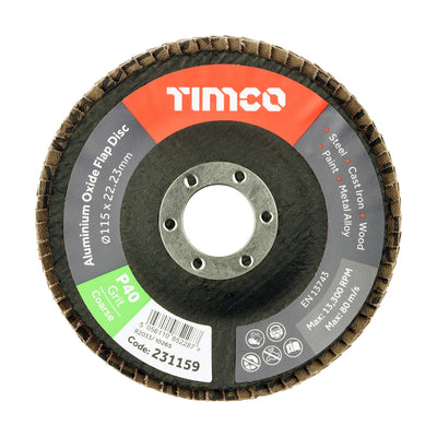 115 x 22.23 Flap Discs Set – Type 29 Conical Aluminium Oxide 40 Grit for Paint, Metal & Wood Removal (PACK OF 10)