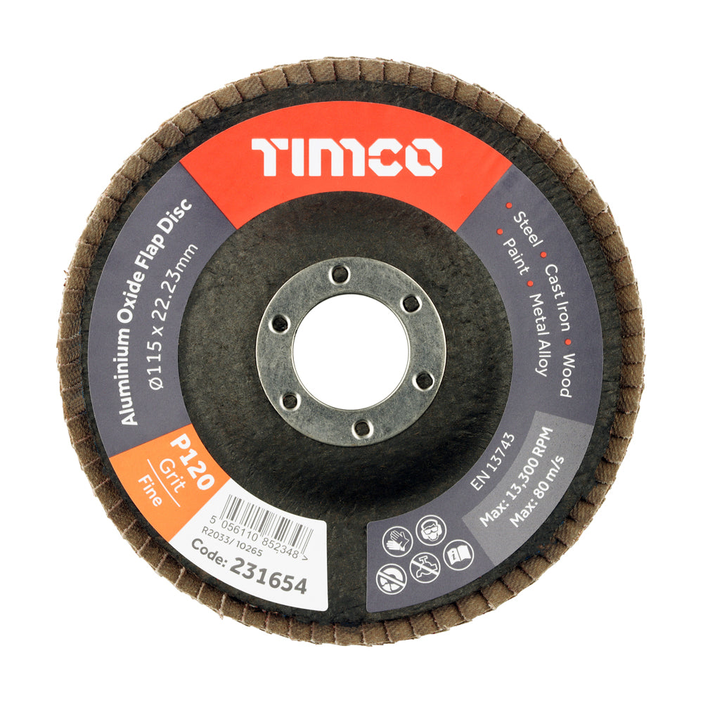 115 x 22.23 Flap Discs Set – Type 29 Conical Aluminium Oxide 120 Grit ...