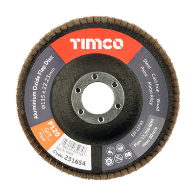 115 x 22.23 Flap Discs Set – Type 29 Conical Aluminium Oxide 120 Grit for Fine Finishing on Metal, Wood & Paint (PACK OF 10)