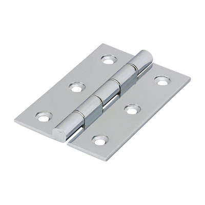 (BOX OF 1 PAIR) Double Stainless Steel Washered Butt Hinge – Solid Brass Polished Chrome – Smooth Silent Door Operation