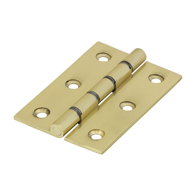 (BAG OF 1 PAIR) Double Steel Washered Butt Hinge – Solid Brass Polished Brass – Smooth Door Movement