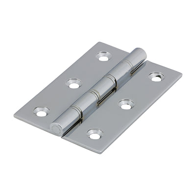 (BAG OF 1 PAIR) Double Steel Washered Butt Hinge – Solid Brass Polished Chrome – Square Corner