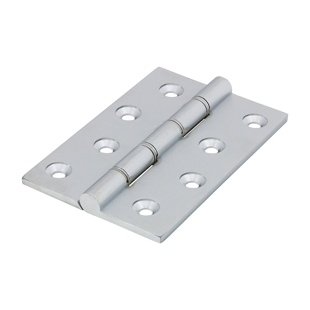 (BOX OF 1 PAIR) Double Stainless Steel Washered Butt Hinge – Solid Brass Satin Chrome – Smooth Silent Door Movement