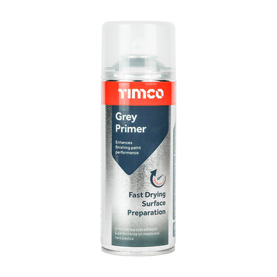 380ml Grey Primer – Corrosion-Resistant Metal & Plastic Base Coat – Smooth High-Build Spray Primer for Interior & Exterior Use – TIMCO (CAN OF 1)