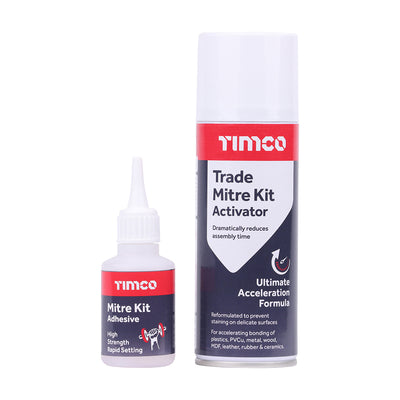 200ml / 50g Trade Instant Bond Mitre Kit | Super Glue & Activator 10 Sec Set MDF PVCu Wood