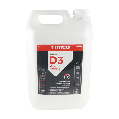 5L Internal D3 Wood Adhesive – Fast-Setting Resin-Based Joinery Glue for Furniture, Carpentry & DIY Projects – Strong Interior Bond