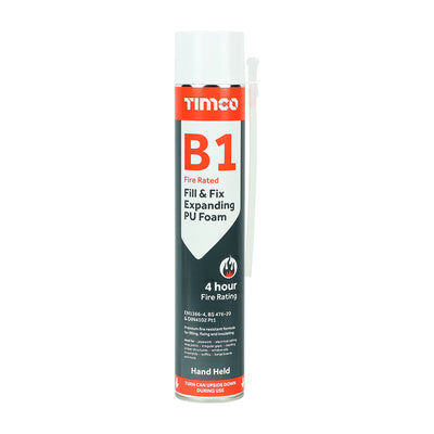 750ml B1 Fire Rated Expanding PU Foam – Hand Grade Fire & Acoustic Insulation Sealant for Gaps, Cavities & Joints (1 CAN)
